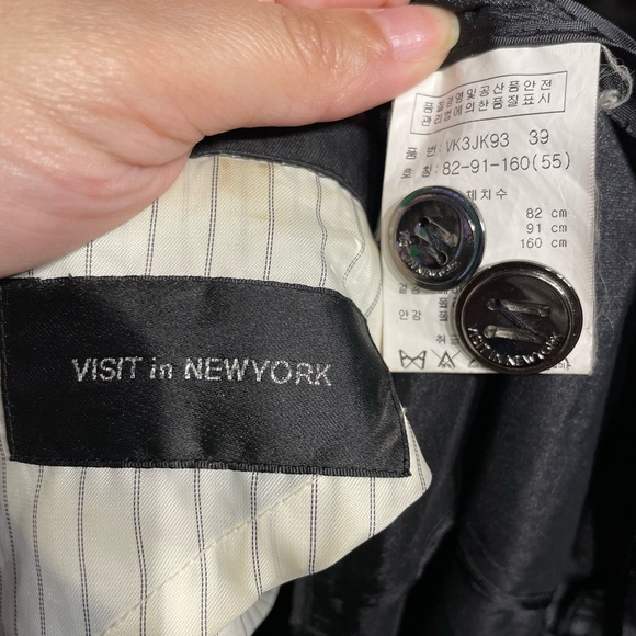 Visit in New York Vintage Y2k Rollup 3/4 sleeve 1button Fit Flare Rave Oversized - Picture 8 of 9